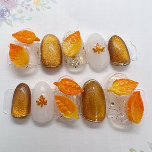 ネイルチップ オーダー 現品 秋ネイル 紅葉