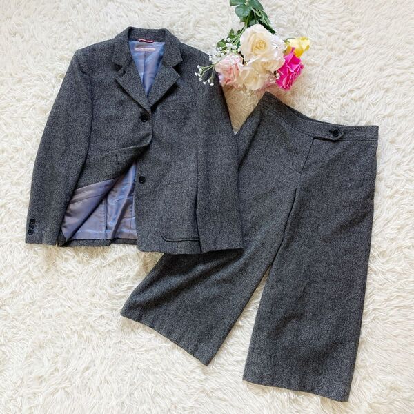 PaulSmith セットアップ スーツ ワイドパンツ 毛 グレー 40 38 ワイドパンツ フォーマル