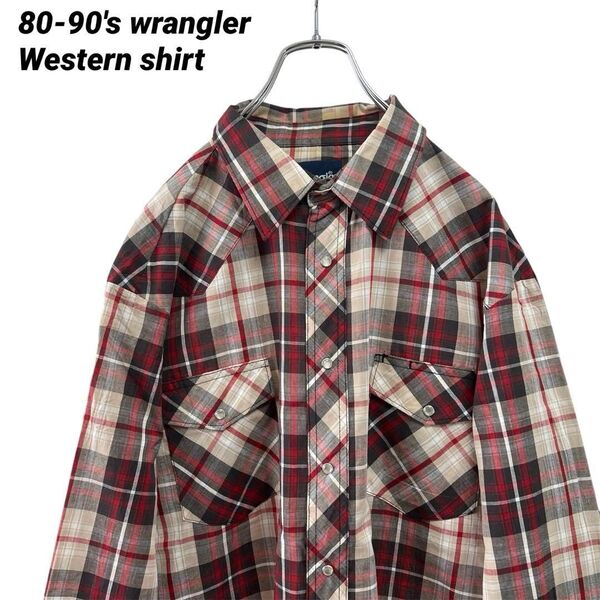 ラングラー wrangler ウエスタンシャツ 長袖 チェックシャツ 赤 XL