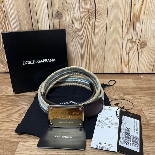 DOLCE & GABBANA レザーベルト 牛革 箱 値札有り 正規品