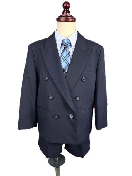 男の子紺色スーツ★110cm★4点セット★ダブルジャケット★入学式★発表会★結婚式披露宴
