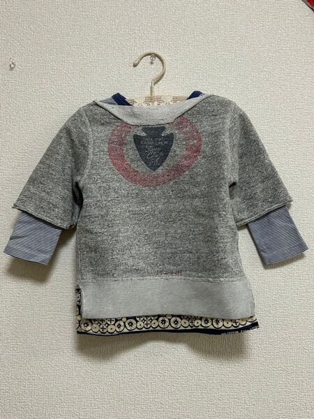 denim dungaree デニムダンガリー 重ね着風霜降りスウェット