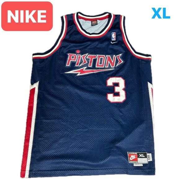 Vtg Nike NBA rewind Detroit Pistons Ben Wallace 1980年代BlueXLサイズ希少