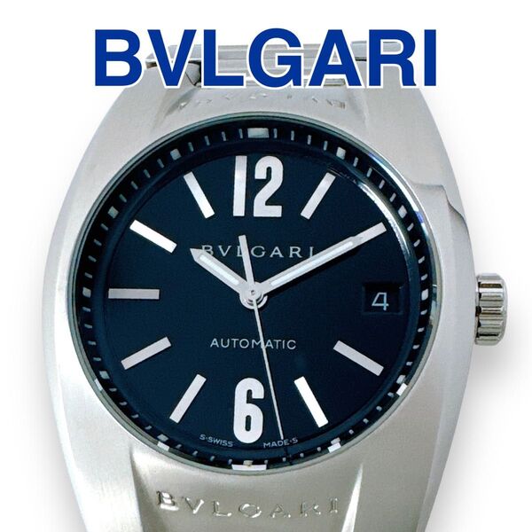 ブルガリ BVLGARI エルゴン EG35S 自動巻き オートマ AT デイト ブラック文字盤 黒 シルバー ユニセックス 時計