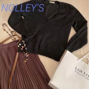 最終お値下げ!*NOLLEYS*ノーリーズ *モヘア *Vネック セーター *レディース*ブラック38 M ノーリーズライト