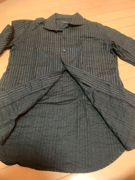 【処分セール】COMME CA ISM 長袖シャツ M 黒 ストライプ