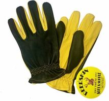 送料無料 特価 NAPA GLOVES ナパ SUPER STYLE 鹿革 グローブ プレーン オールシーズン 875BG-L BLACK×GOLD 黒×黄 ツートーン 旧車會_画像2