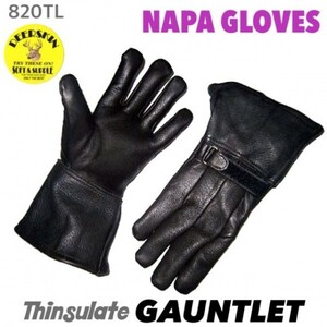 送料無料★NAPA GLOVES ナパ 鹿革 防寒 冬用 ガントレット シンサレート グローブ 820TL-XS ブラック 裏地付 3M社 gauntlet バイカー