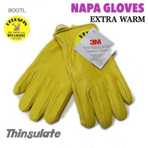 送料無料 NAPA GLOVES ナパ 鹿革 防寒 冬用 シンサレート グローブ 800TL-S GOLD 黄 EXTRA WARM 裏地付 ディアスキン ベストセラー