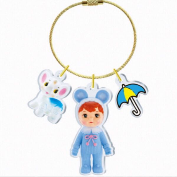 ガチャなかよしチャーミーちゃんアクリルチャーム あお(チャーミーちゃん+五型動物ゾウ) ガチャガチャ