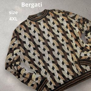 強力推薦!【美品】Bergati size 4XL 希少! 幾何学模様 クージー風ヴィンテージ 激レア! ゆったりサイズ