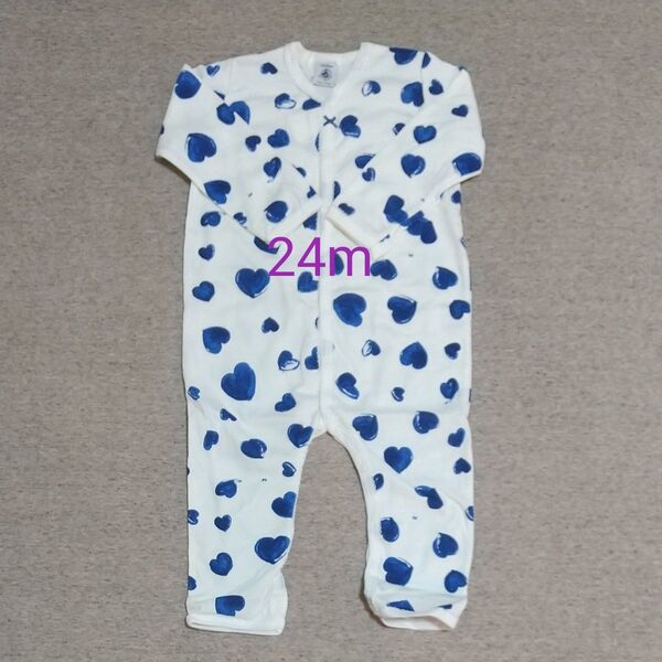【在庫1点のみ】PETIT BATEAU 新品 ハートプリント足なしロンパース 24m