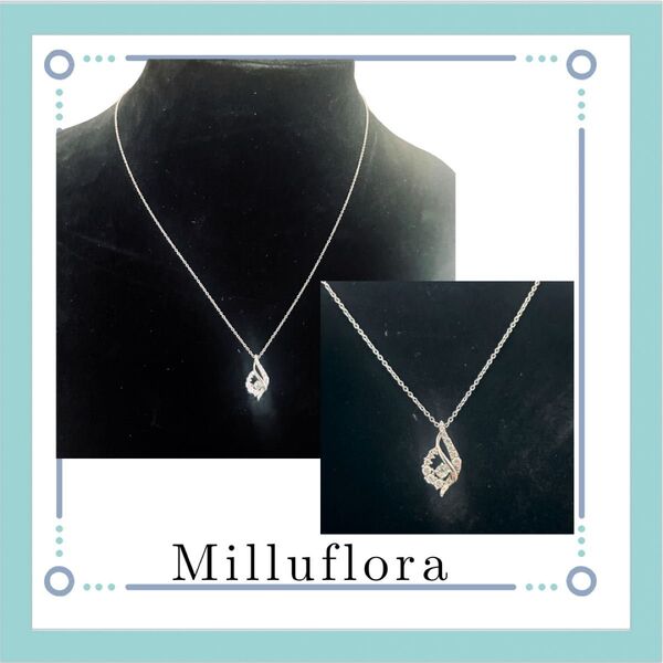 Milluflora ミルフローラ シルバーネックレス ラインストーン