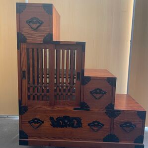 階段箪笥 時代箪笥 小箪笥 ミニ箪笥 レトロ 木製 ケヤキ 欅 無垢 インテリア