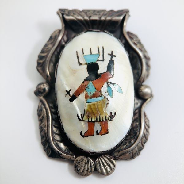 M407*vintage*1940's*ズニ族*ghan dancer*ガン ダンサー*銀925*ブローチ*インディアンジュエリー*ネイティブアメリカン*zuni*navajo*ナバホ
