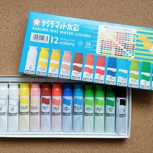 サクラクレパス 絵の具 マット水彩 ポリチューブ入り 12色セット MW12PR 絵の具