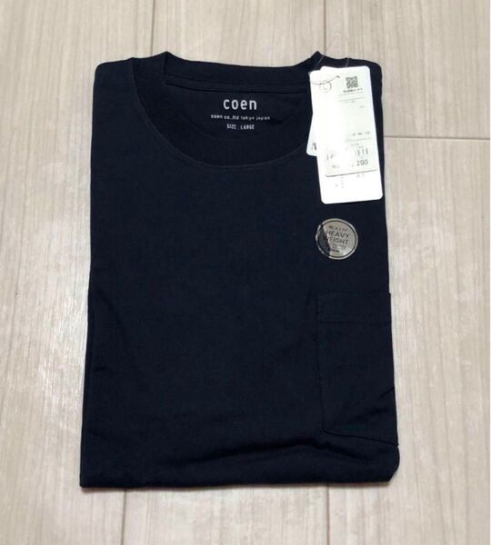 【新品/未使用】coen コットンリラックスTシャツ ネイビー サイズL