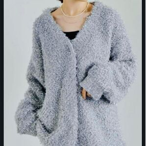 Re:EDIT★ラメループミックスニット★カーディガン★シルバー★Mサイズ