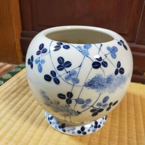 古伊万里染付 水草図 可愛い手火鉢