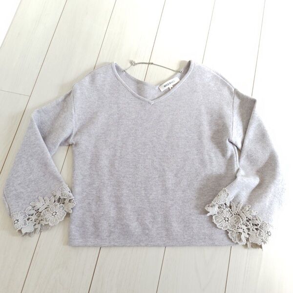 MISCH MASCH ミッシュマッシュ グレー ニット 袖先レース