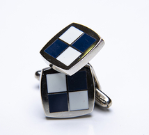 ★カフスボタン ONYX-ART LONDON ck23910 LINK SILVER BLUE WHITE SQUARE 白と青綺麗に・・・♬～_画像1