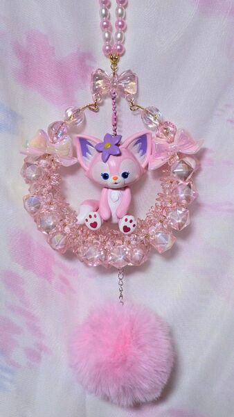 リーナベルリース ピンク アクリルビーズ ハンドメイド