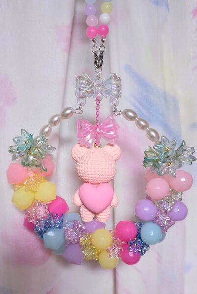 リース カラフル くま アクリルビーズ ハンドメイド