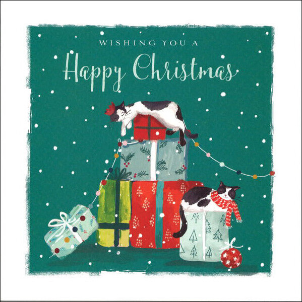 クリスマス 猫とプレゼント グリーティングカード イギリス 製 ポストカード クリスマスカード 絵はがき ねこ ネコ 猫 雑貨 小物 パタミン