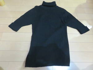  standard. design! MiXT 7 minute sleeve. ta-toru knitted 150 centimeter black color cleaning settled beautiful goods 