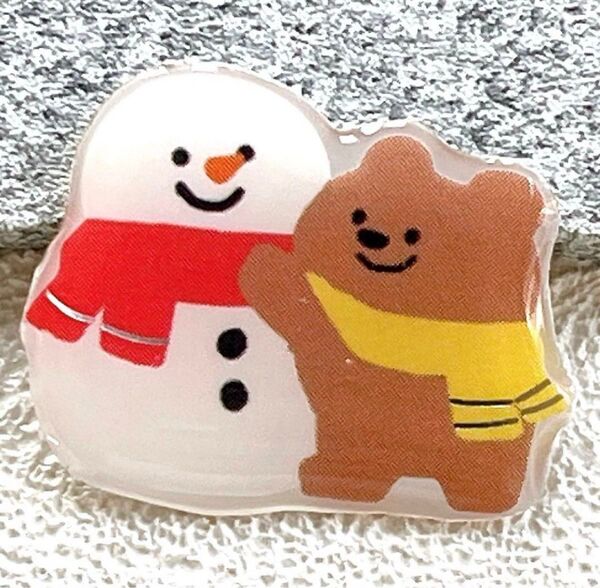 冬 雪だるま くま クリスマス ブローチ チャーム ヘアゴム ピンバッジ 目印に
