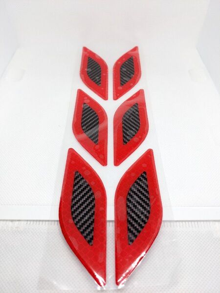 車 反射板 ステッカー デカール レッド 6pc