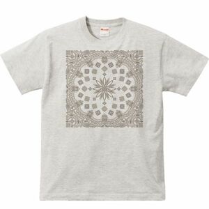 バンダナ柄/半袖Ｔシャツ/メンズS/杢・新品・メール便 送料無料