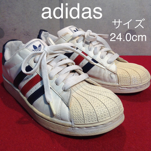 【売り切り!!送料無料!!】A-15 中古激安!!adidas アディダス レディース スニーカー ホワイト 24.0cm 箱無し!