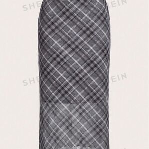 shein チェック ロングスカート スカート