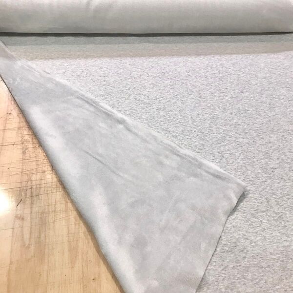 ボンバーヒートニット 杢ライトグレー オートミール 152cm巾×50cm 裏起毛ニット生地
