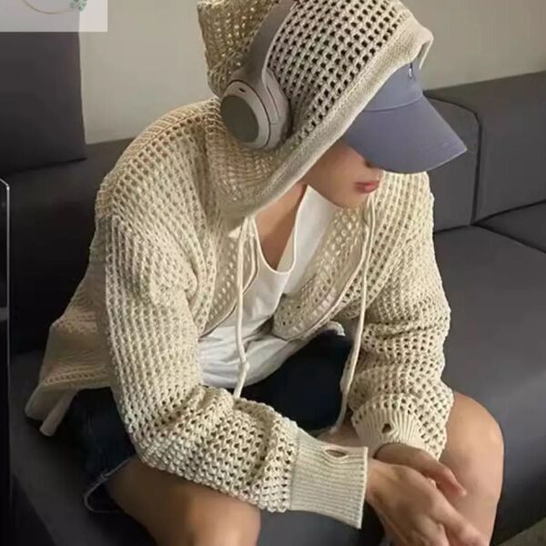 XU ストリートファッション mesh zip hoodie メッシュパーカー ジップアップ メッシュトップス ジップパーカー