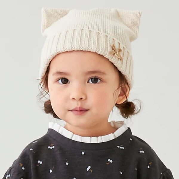 petit main ねこみみニット帽 猫 猫耳 ネコ耳 ねこみみ ニット帽 ニット帽子 ニット ベビー キッズ ピンク ねこ 猫