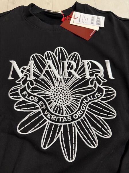 マルディメクルディ Mardi Mercredi スウェットブラックホワイト花刺繍