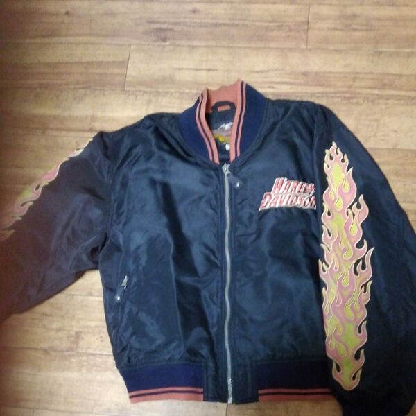 ハーレーダビッドソン ジャンパー 90年代 古着 希少 HARLEY DAVIDSON ジャケット ブルゾン ファイヤー