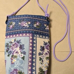 青 紫 花 ボタニカル 柄 サコッシュ スマホ ショルダー ポシェット バッグ