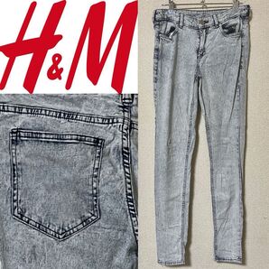 H&M CANADA ケミカルデザイン スキニー デニム ジーンズ レディースパンツ 送料無料 匿名配送 即発送 スピード対応