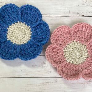 2枚セット♪お花コースター ハンドメイドかぎ針編み