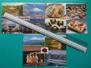 日本観光絵葉書 3枚組 日本食 traditional japanese foods 日本四景 japanese 4 views of traditinal & high technology 日本四景 4 sight