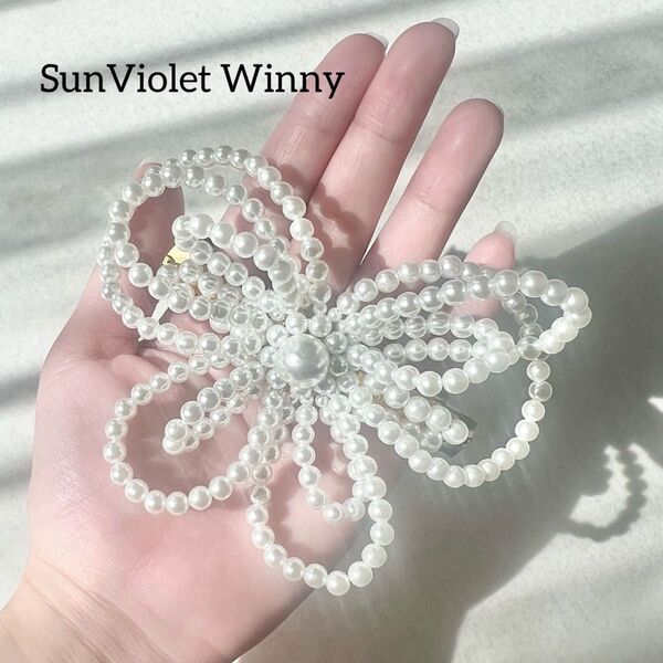 sun violet winny ヴィンテージアクセサリー バレッタ パール 花 髪飾り 浴衣 結婚式 和装