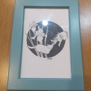 原画「ささやかな」猫×花 フォトフレームサイズ
