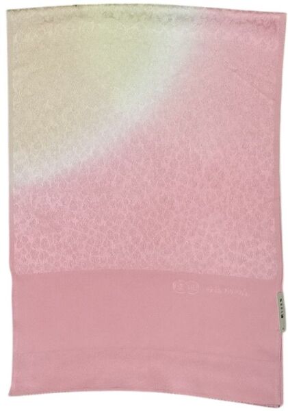 帯揚げ 新品 訳アリ ピンク クリーム色 染め分け 暈しきれいめ