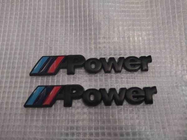【ゆうパケット送料込】BMW M POWER ミニエンブレム マットブラック 縦1.1cm×横6.5cm×厚2mm 2枚組 ⑥