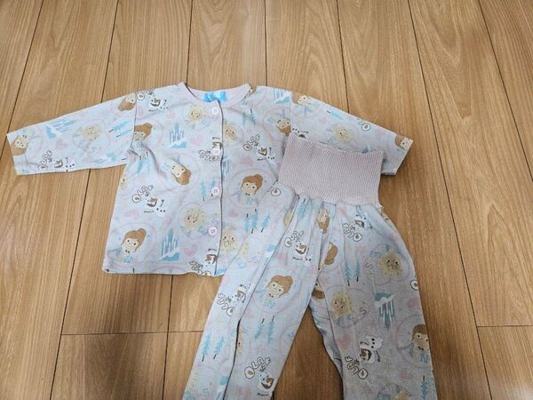 ベビー キッズ DISNEY アナと雪の女王 パジャマ 上下セット 長袖 前開き 80cm