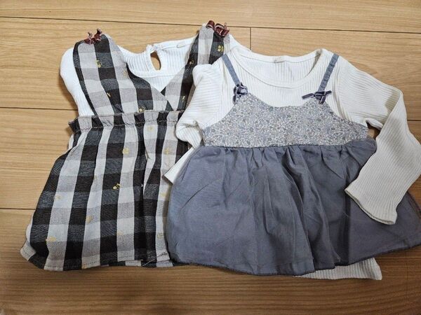 子供服 ベビー キッズ 女の子 トップス チュニック 長袖Tシャツ ロンティー 2点セット 100cm