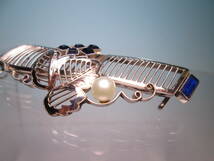 【江月】アンティーク・彫金細工真珠飾りの素敵な帯留め 7g_画像2